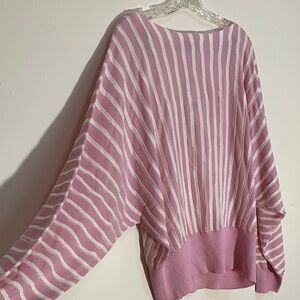 Lafayette 148 New York Pink and White Striped Sweater